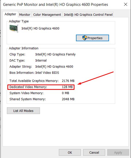 Step-3 Display adapter properties for display 1