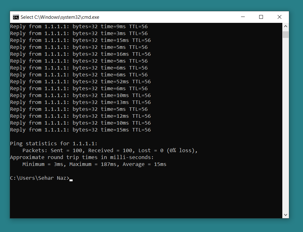 Using Ping 1.1.1.1 Step-3