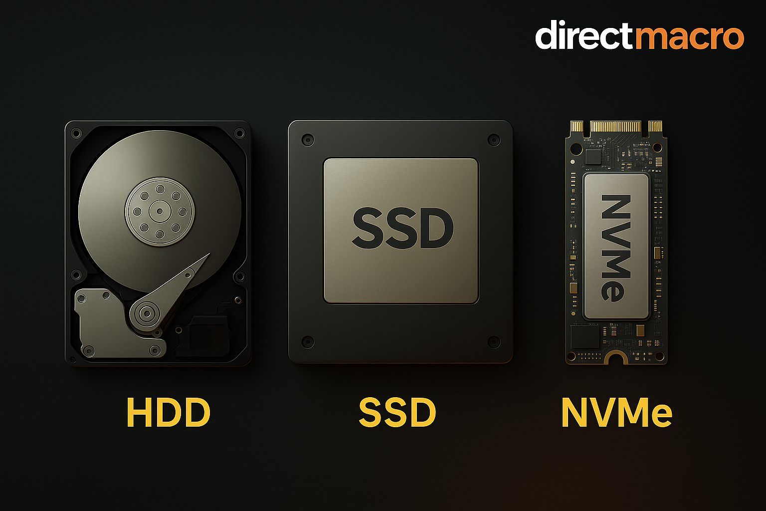 Types of Hard Drive HDD, SSD, or NVMe